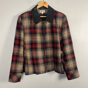 Jordon & Cole vintage plaid 90s wool collar zip up jacket size large